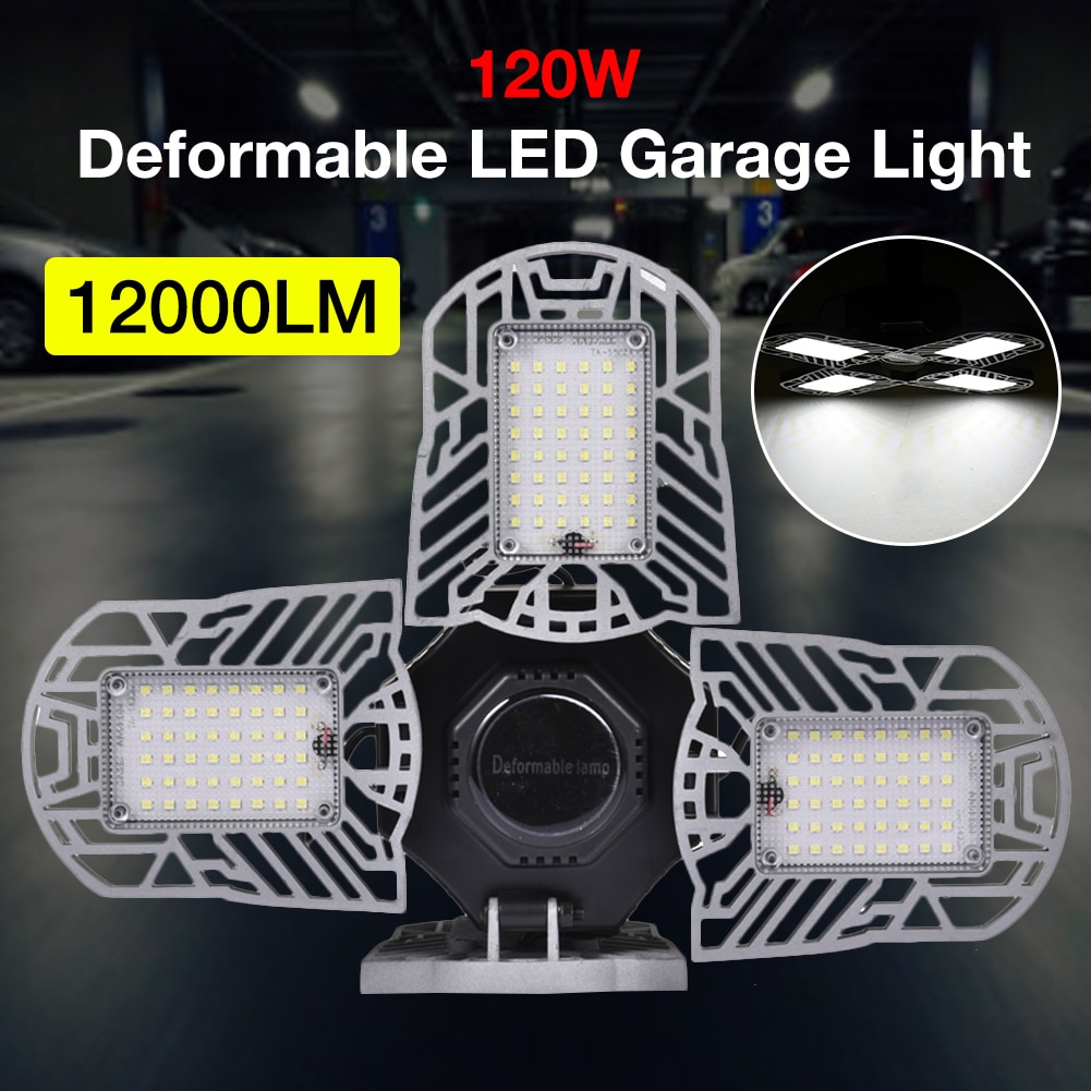 120W 12000LM LED Garage Light Foldable Deformable Flashlight High Bay Light