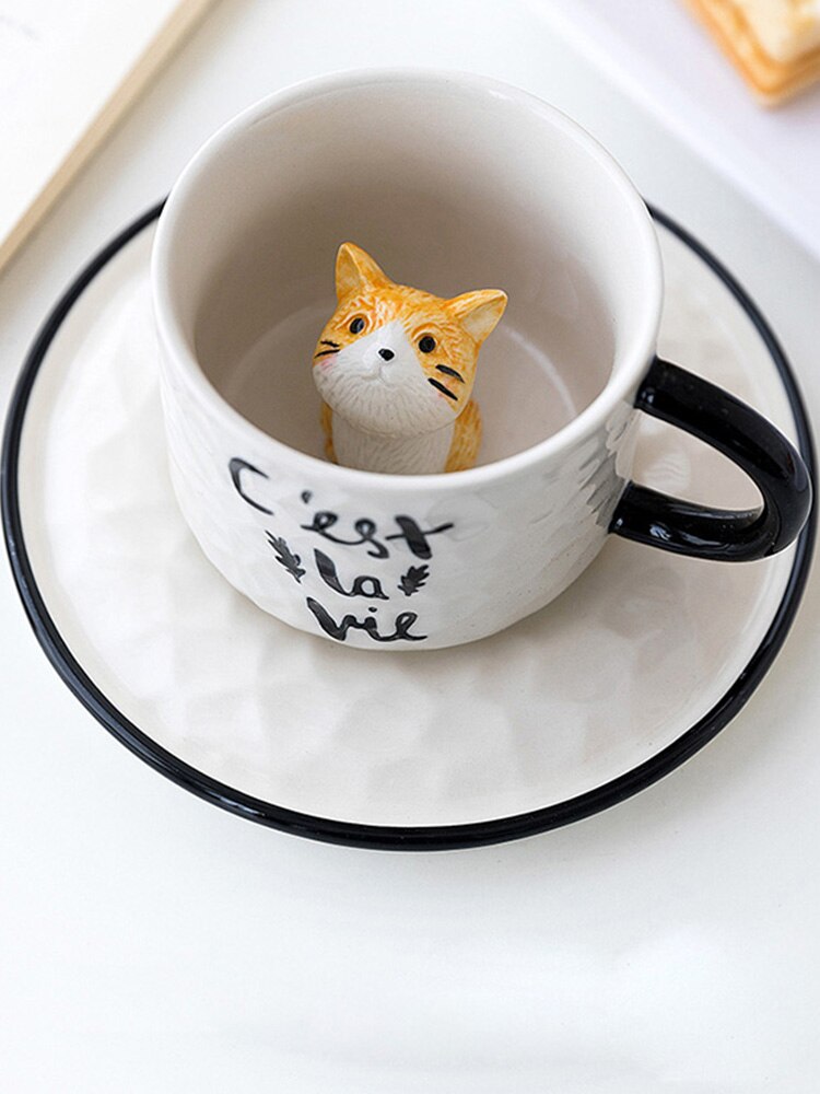 Cute Coffee Cup and Saucer European Tea Set Ceramic Cup and Saucer Set Bone China Idea Coffee Cup DD60CS