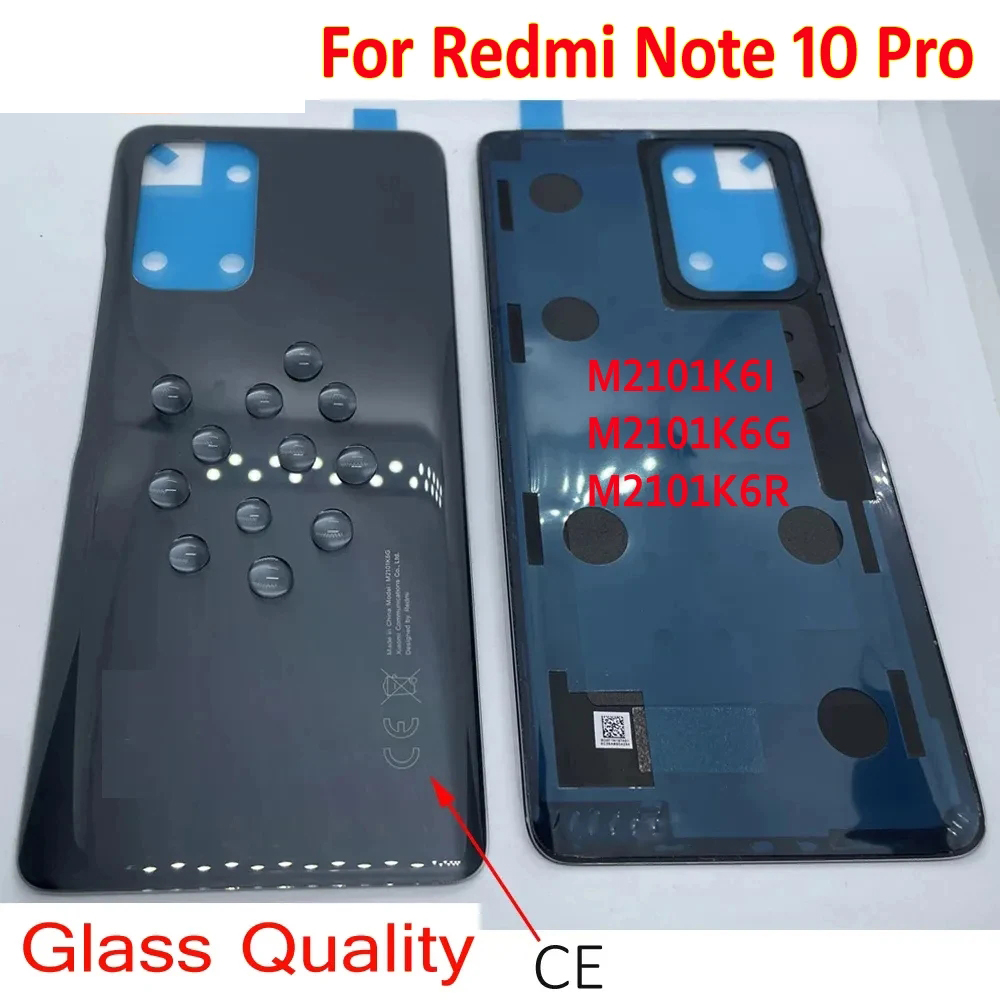 Il miglior nuovo alloggiamento della batteria per Xiaomi Redmi Note 10 Pro coperchio in vetro Cover posteriore note10 pro max custodia posteriore muslimex Mobile Shell: Grigio