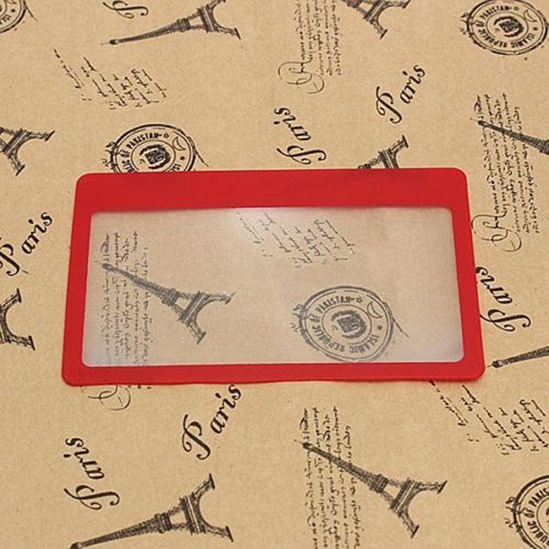 1pc Protable 3X Magnification Magnifier Full Page Reading Aid Lens Magnifier Sheet Pocket Credit Card Size PVC Magnifying Glass