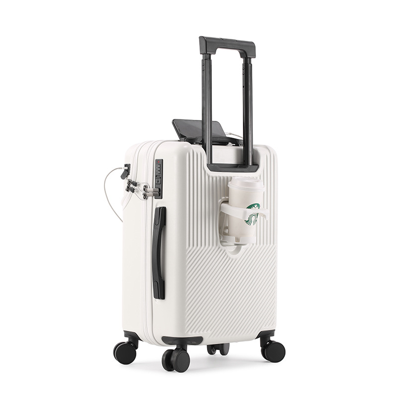 Slitesterke bagasjesett med stor kapasitet koffert foran åpenn usb-frakt menn håndbagasje reise 20/22/24/26: Elfenben / 14 tommer 350mm