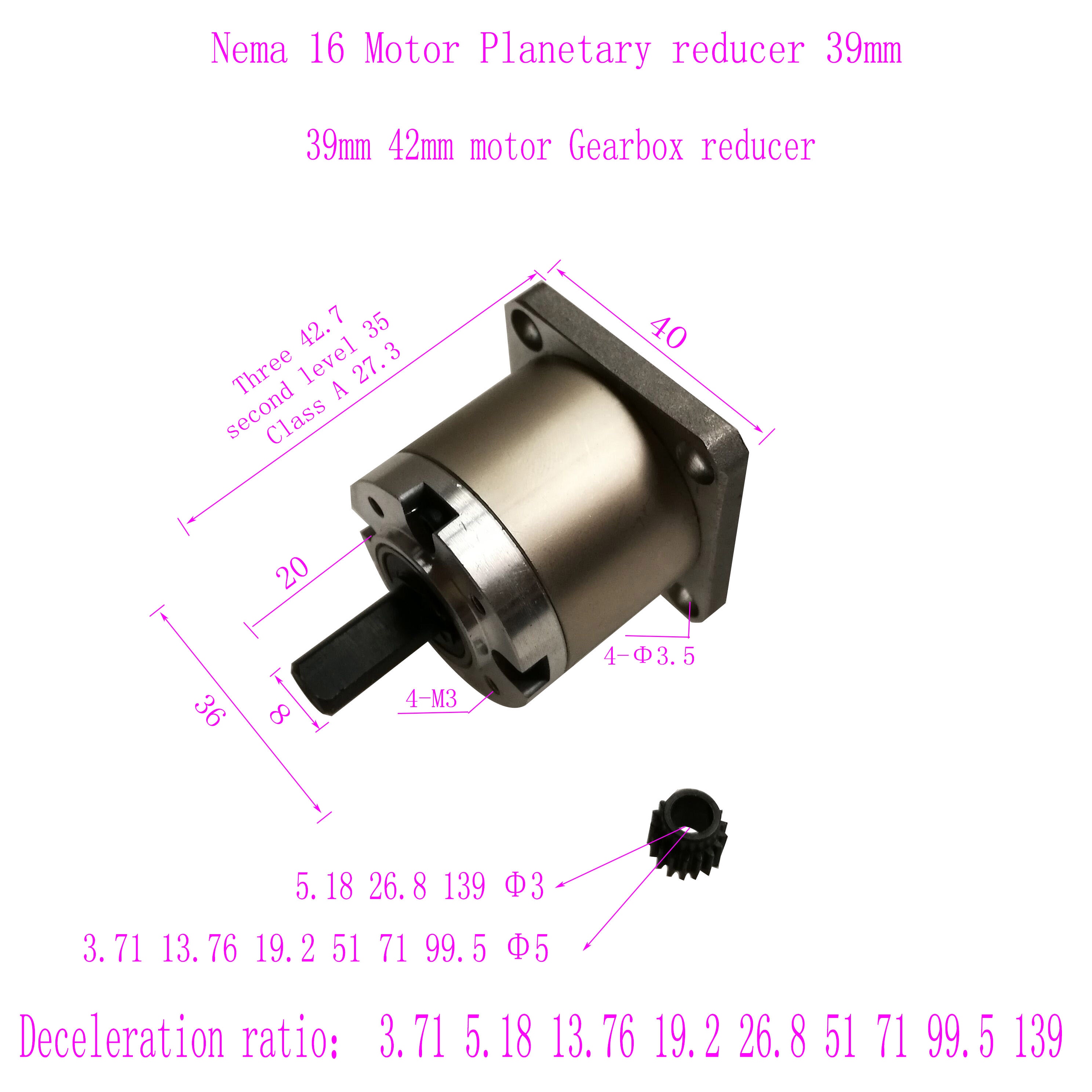 39/42 Planetary Gear REDUCER Gearbox 42 stepper motor Reducer NEMA17 planetary Gearbox