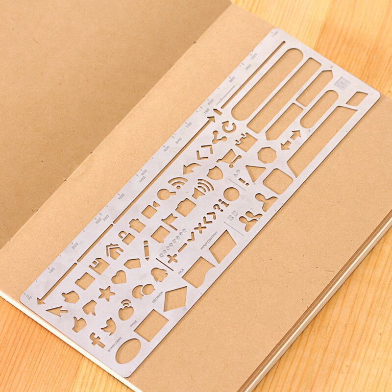 Diy Novelty Metal Hollow Ruler Cute Phone Square Shape Rulers for Kids Drawing Kawaii Item School Supplies