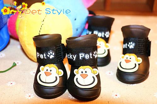 Bunte Hund Haustier regen Stiefel PU Kieselsäure Gel Wasserdichte haustier hund schuhe 4 teile/satz Ebene regen Schuhe für kleine hunde Teddy: Schwarz / S