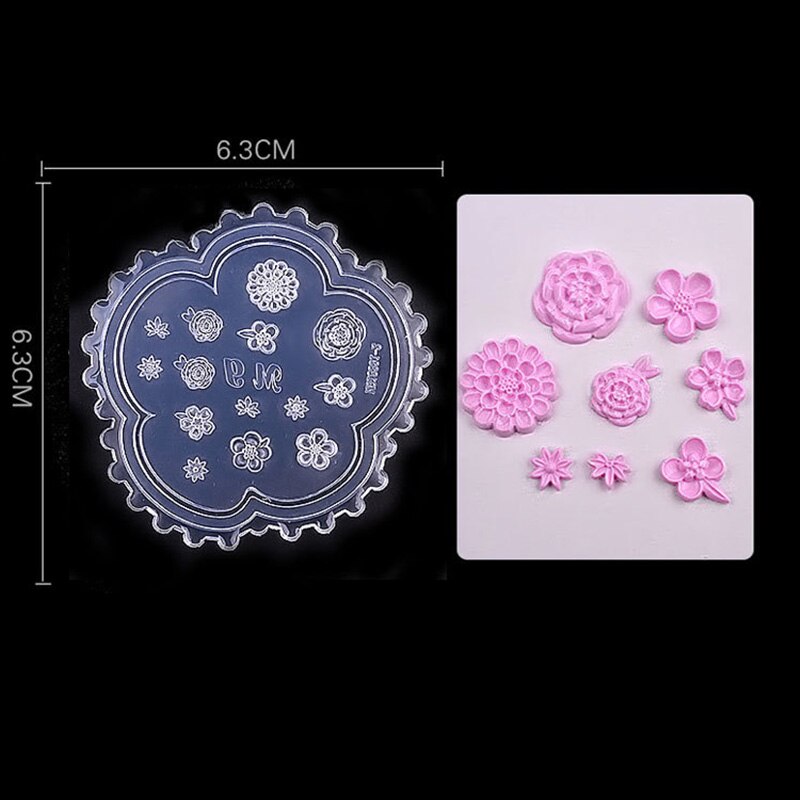 3D Acryl Carving Mold voor Nail Art Decoraties DIY Zachte Siliconen Nail Art Bloemen Bladeren Patroon Template Nagels: 6