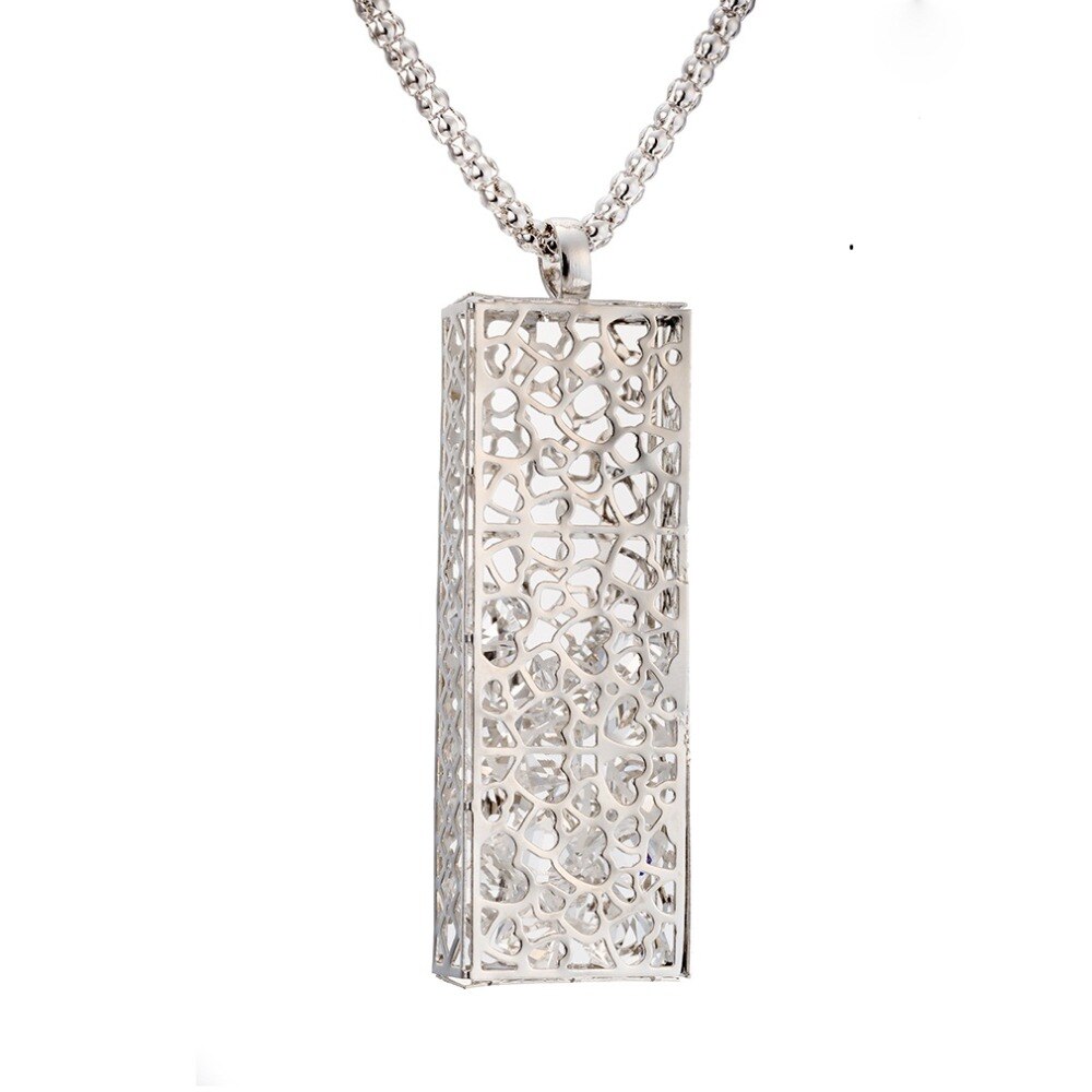 Charmant Hollow Rechthoek Column Vrouwen Hanger Ketting Gold Metal Zirkoon Kralen Hangers Ketting Kostuum Sieraden