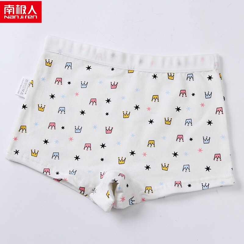Nanjiren meisjesbroek van puur katoen, gezond, comfortabel, lage druk, niet strak, ademend, droog, 4- pack