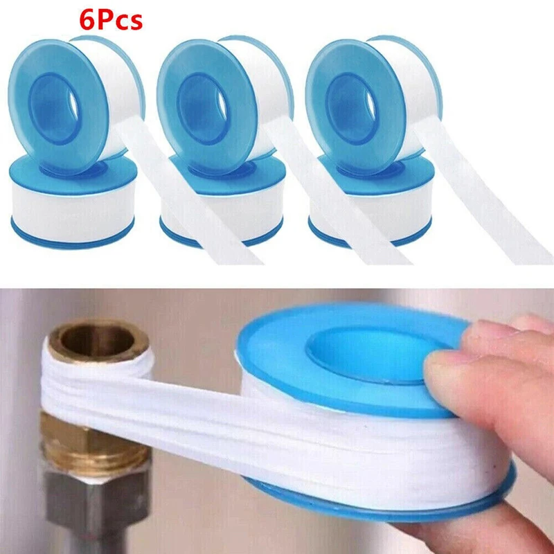 Ruban d'étanchéité pour filetage de plomberie en PTFE, 6 pièces, bouchon d'égout étanche sans huile, tuyau d'eau, outil de réparation de robinet, adhésifs, scellants