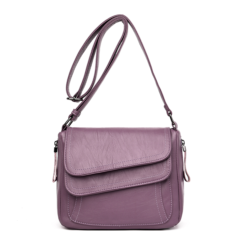 Vrouwen Pu Leer Eenvoudige Rode Schoudertassen Voor Vrouwen Luxe Dame Crossbody Tassen Sac Epaule: Purple