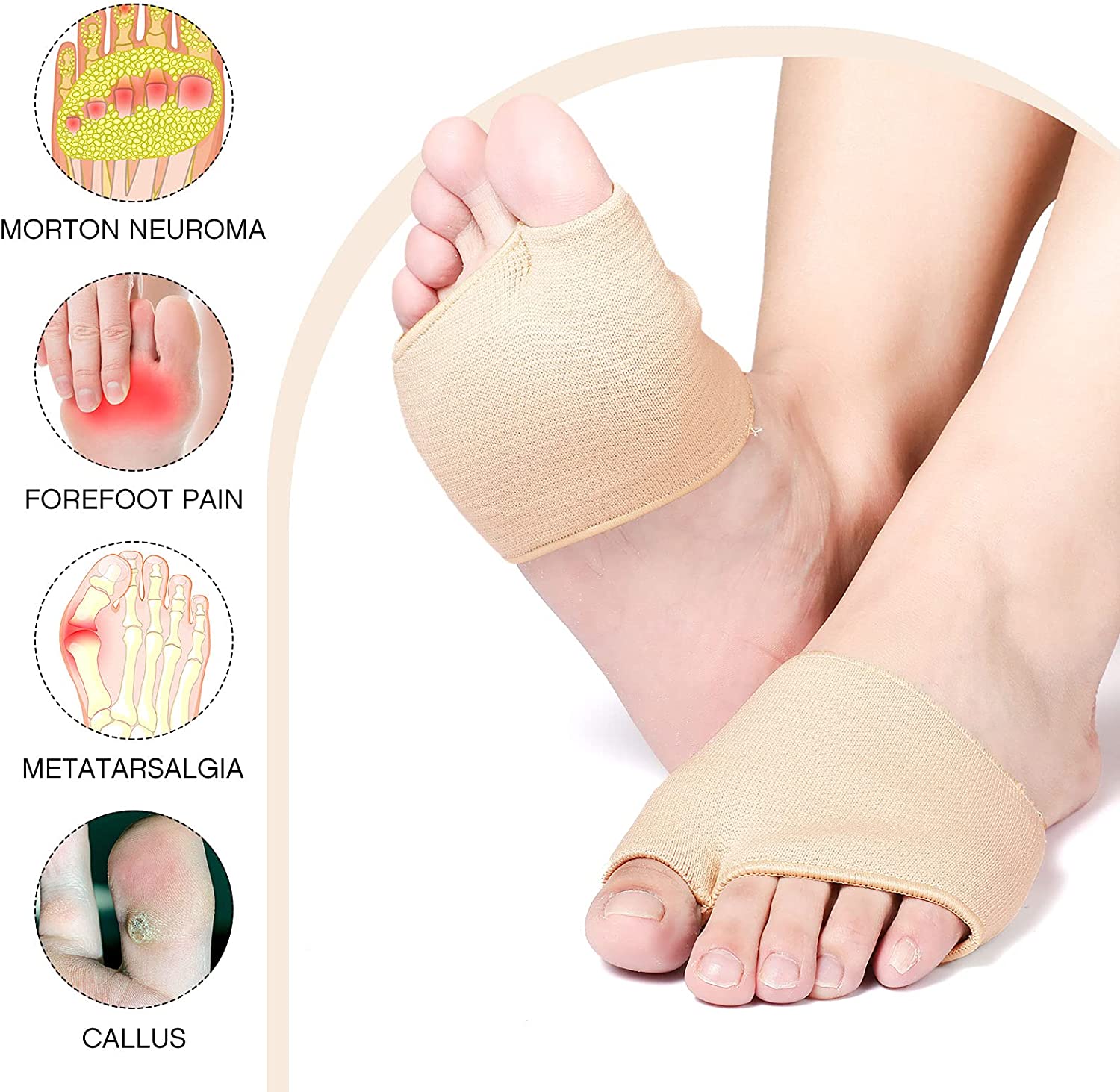 Silikon Gel Halbe Einlegesohlen für Mittelfuß Vorfuß Schmerzen Linderung Schuh Pads Ball von Fuß Kissen Für Hallux Valgus Korrektor Socken