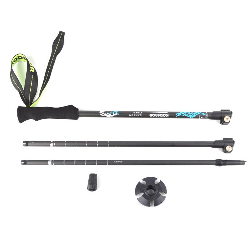 Carbon fiber Cane Telescopic 3-section Outer Lock Folding Walking Lightweight Stick 63-135cm Straight Handle