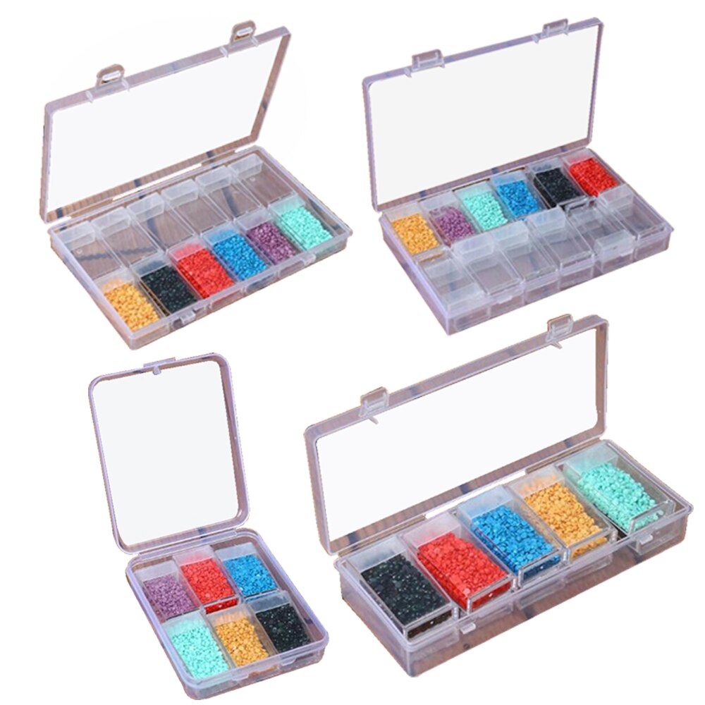 6/10/12/24/48/64 Grid Diamond Painting Jewelry Storage Box Nail Bead Transparent plastic Box Organize And Save Artifacts