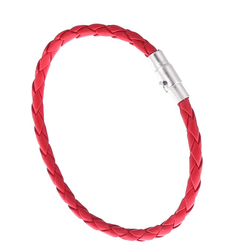 Theeleeshipin mænds armbånd brun sort flettet læder armbånd mænds magnetlås smykker 4 6mm: Rød / 6mm