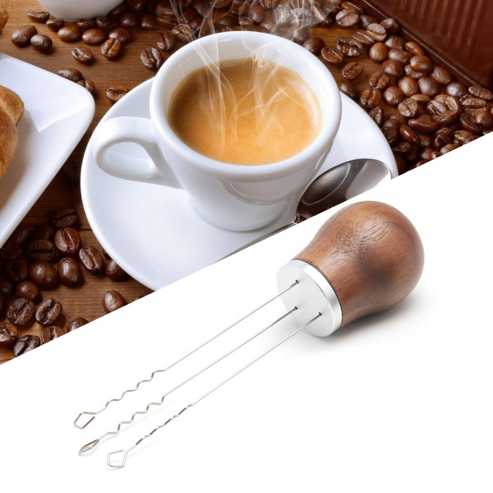 Coffee Distribution Needle Durable Coffee Tamper Leveler Tool Needle Type Wide Application Wood Handle Coffee Stirrer