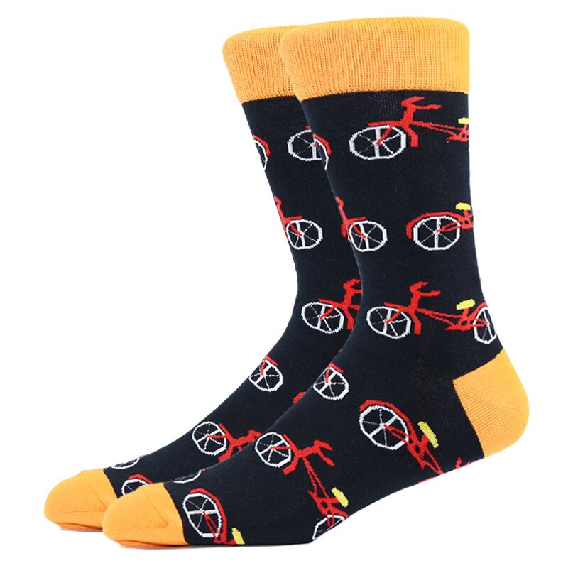 Chaussettes Harajuku pour hommes, motif de couleur artistique, hélicoptère, moto électrique, voiture en coton