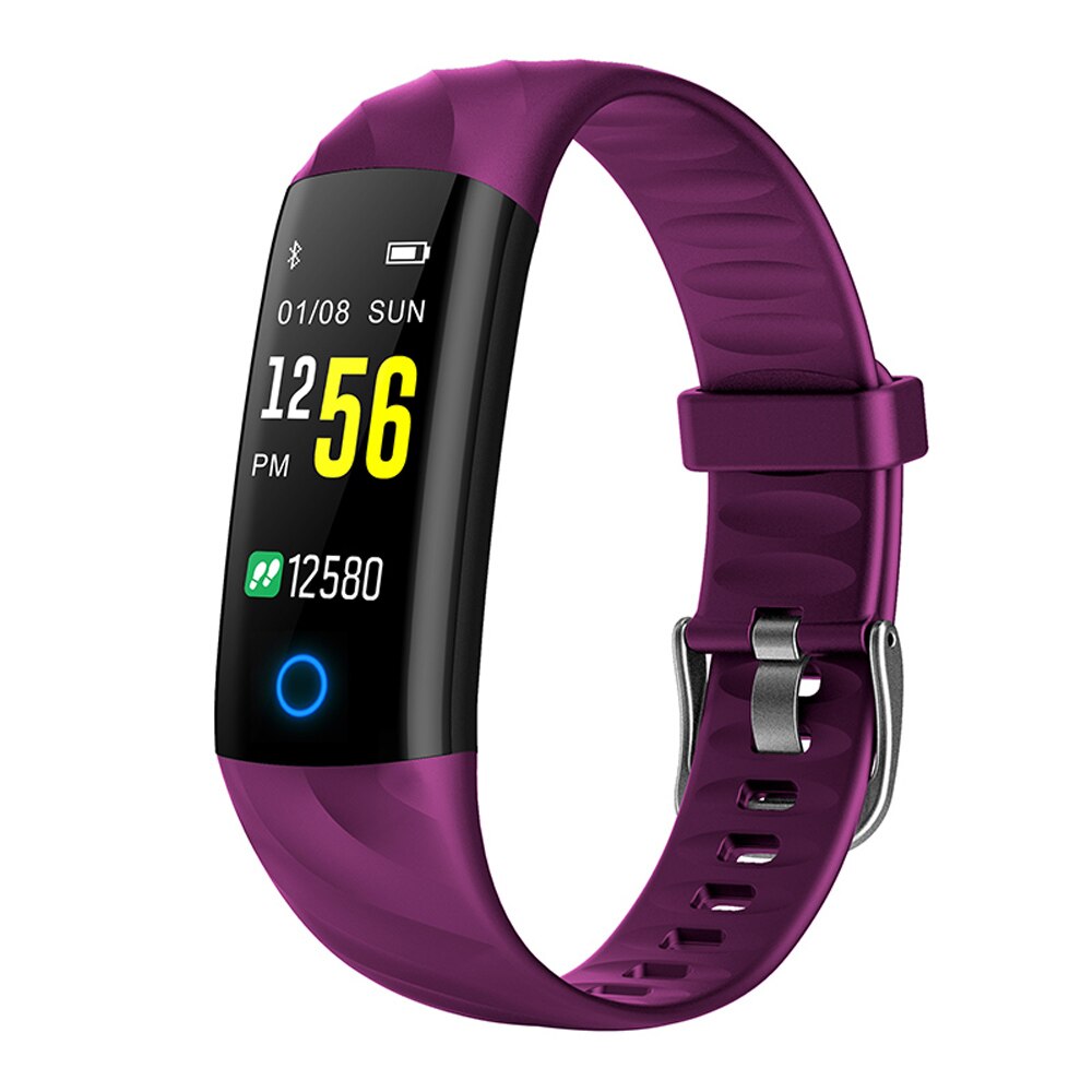 Running Pedometer Bracelet With Heart Rate Monitor Blood Pressure Health Sports Men Women For IOS Android WristBand: Purple