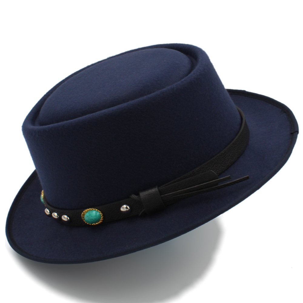 Chapeau plat en laine pour homme, chapeau Fedora, pour homme, papa, joueur, fascinateur, Trilby, église, taille 58cm