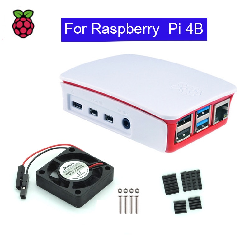 Raspberry Pi 4 Model B ABS Case Plastic Box White Shell Classic with Fan with Heatsink for Raspberry Pi 4