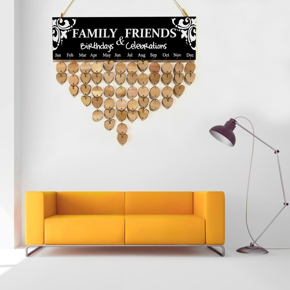 DIY Wood Family & Friends Calendar Birthday Reminder Calendar House Calendar Hanging Decoration DIY Family & Friends Calendar