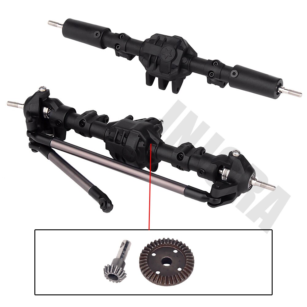 Injora rc bil bageste lige komplette aksel til 1:10 rc crawler axial scx 10 ii 90046 90047 opgraderingsdele: For og bag