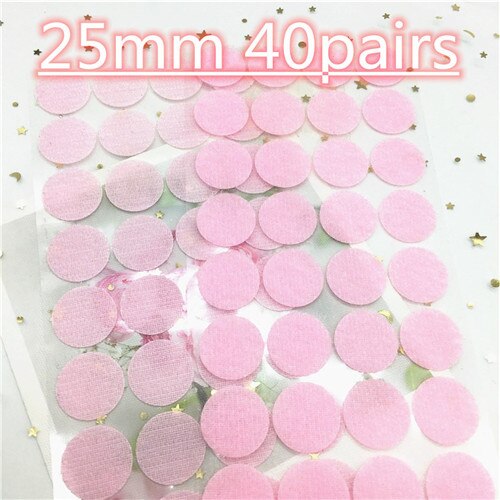 40pair 25mm Colorful Velcros Adhesive Self Adhesive Fastener Tape Hooks And Loops Strong Glue Magic Tape Dot Sticker Nylon Disc: 25mm pink 40pairs