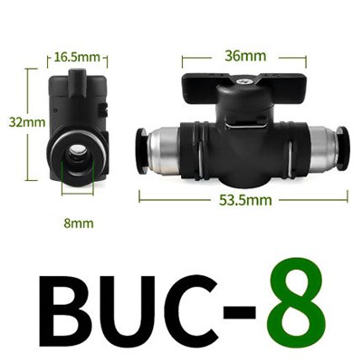 Buc 4 6 8 10 12mm pneumaattinen pikaliitin pu letkuliitin manuaalinen venttiili ohjauskytkin manuaalinen palloventtiili: Buc -8