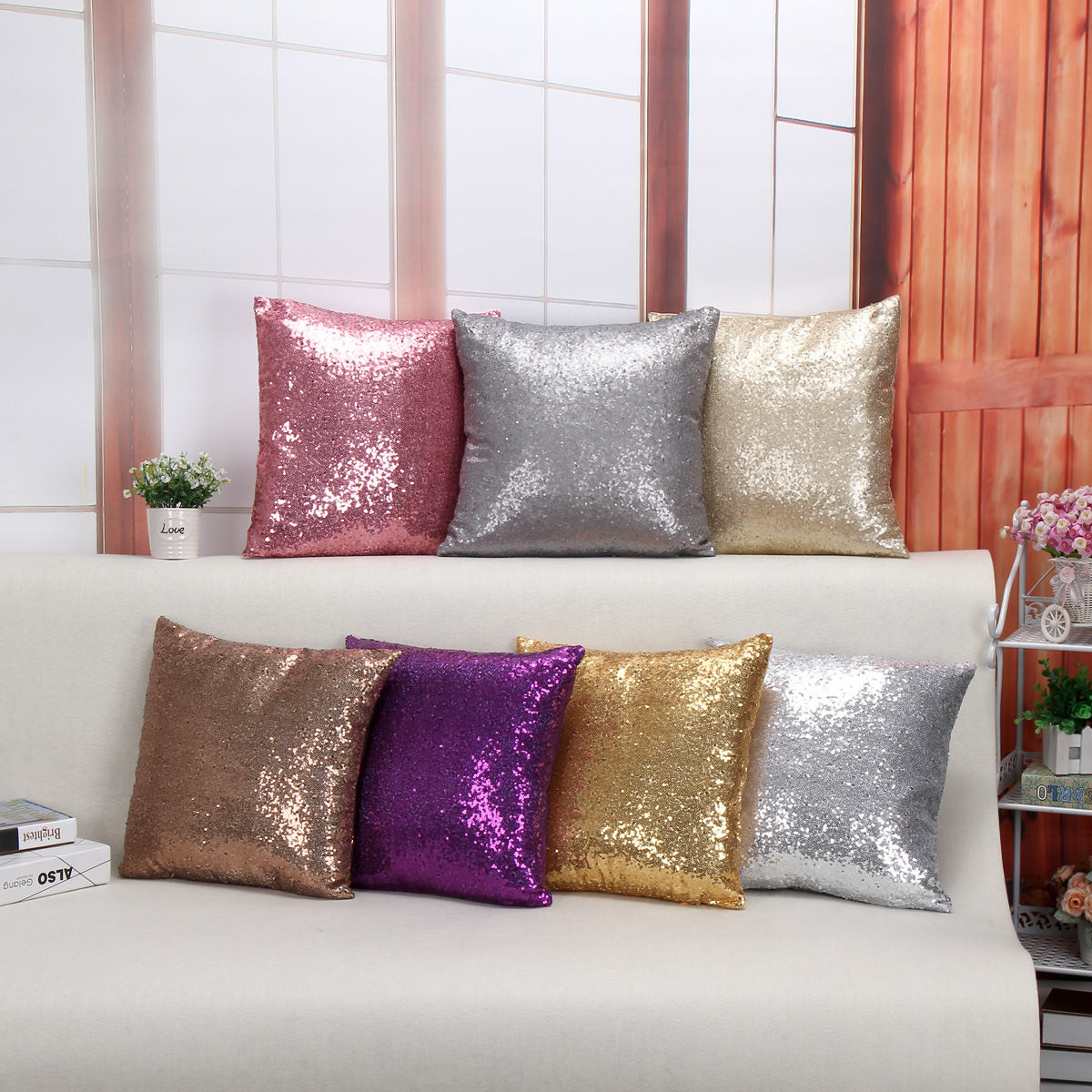 40 x 40 glitter pailletter støvtæt sofa pude boligindretning europa hjem tekstil