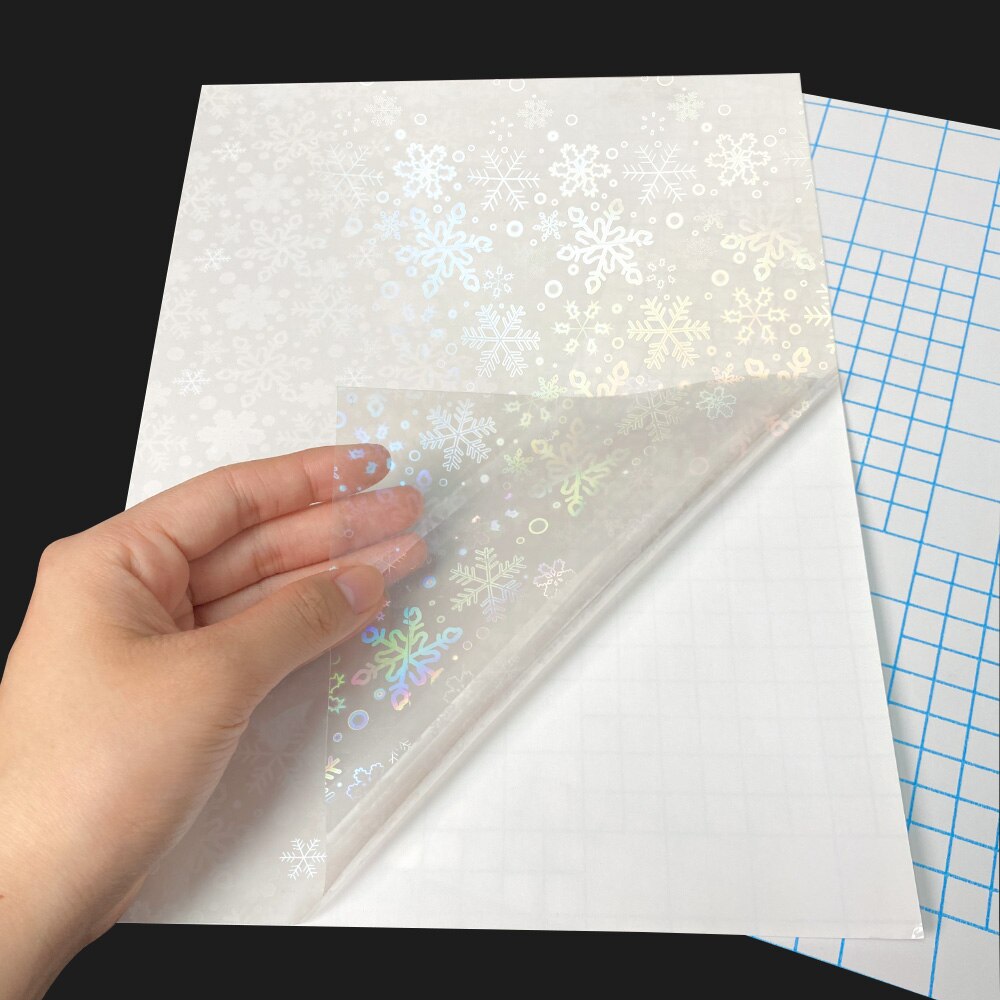 10 blätter Gebrochen Glas Hologramm Kalt Laminierung Film Aufkleber A4 Blätter Stern glänzend Punkte DIY Paket Karte Foto Holographische Film: 12 Schneeflocke