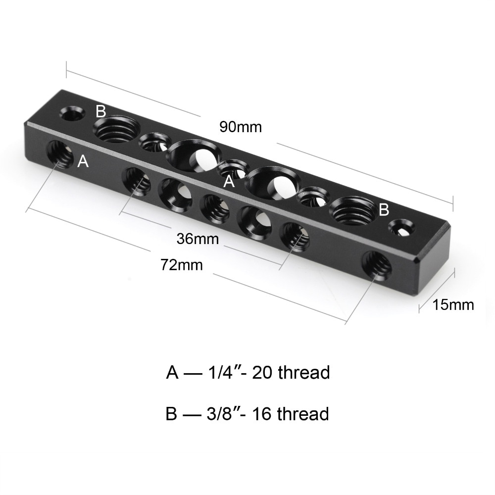 Smallrig Camera Kaas Bar Met 1/4 Inch En 3/8 Inch Schroef Gat Voor Monitor Attachment 1091