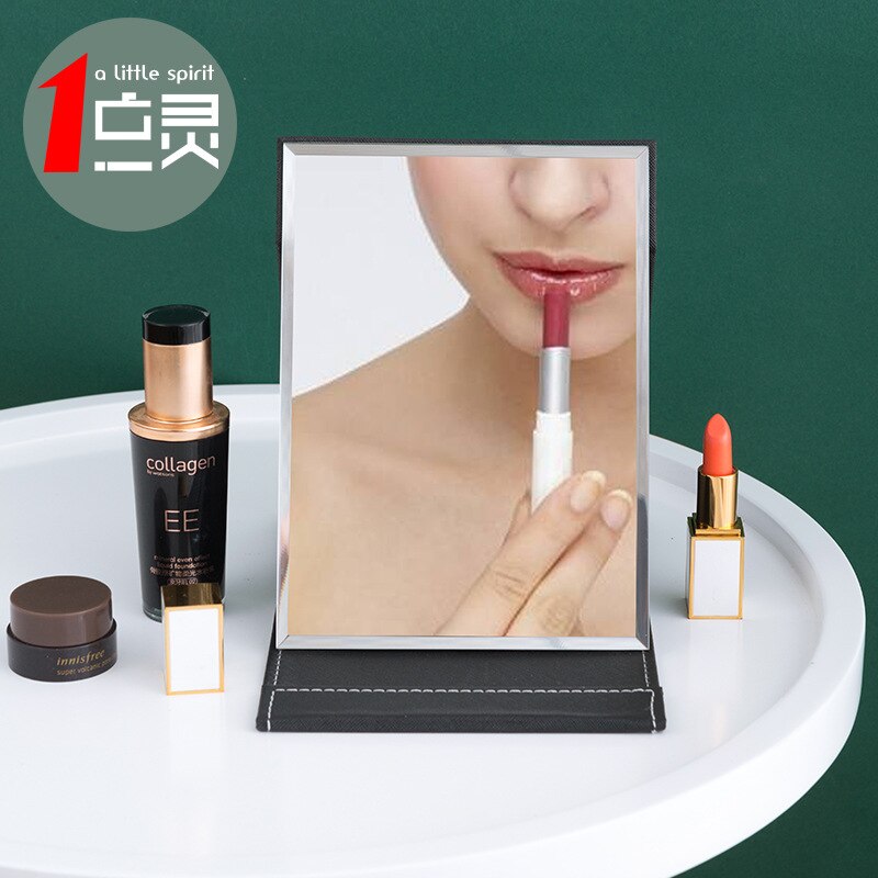 HD Soild Rectangle Desktop Makeup Mirror Removable Portable Folding PU Simple Cosmetic Mirror Vanity Mirror Make Up Tool