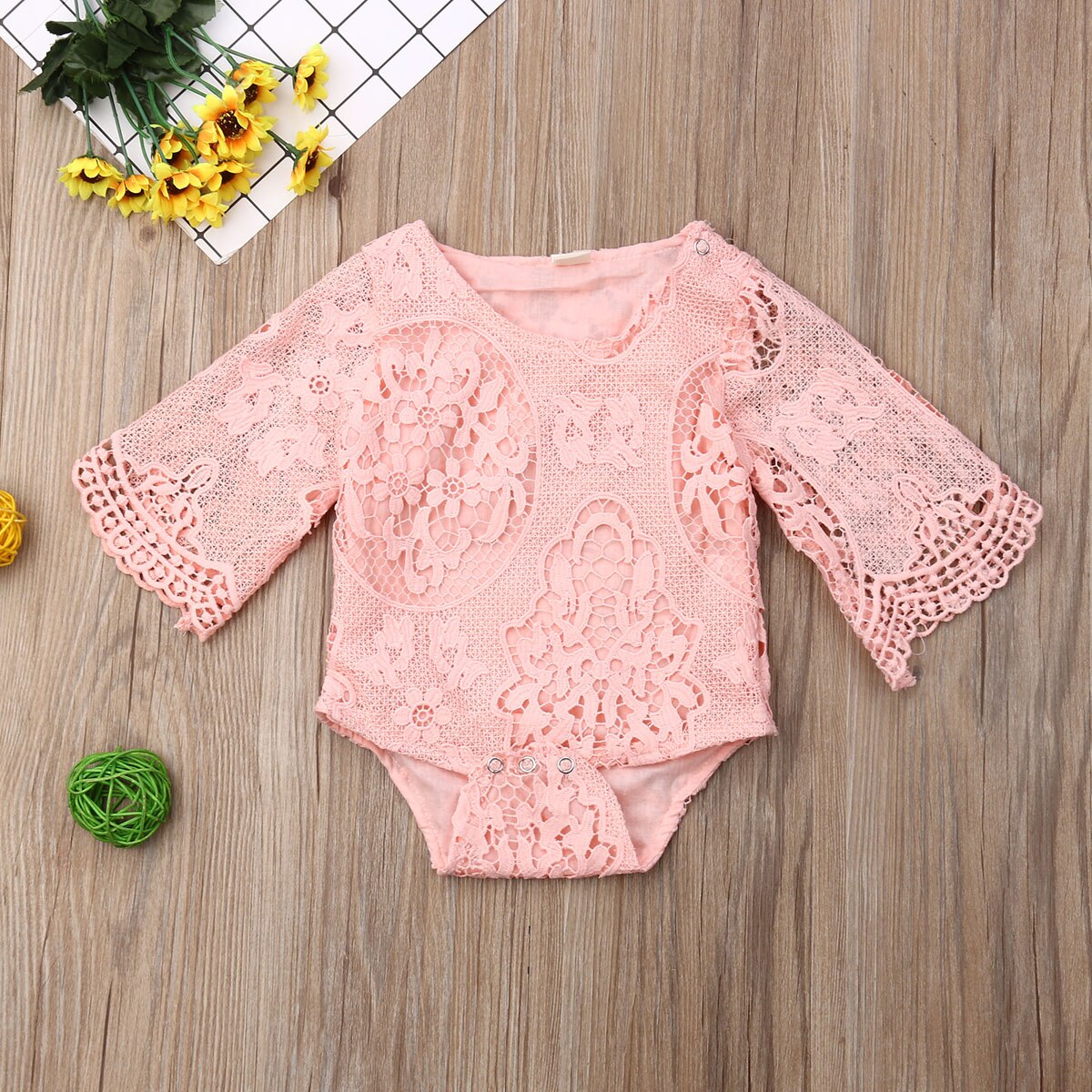 Sommer tumling baby pige bodysuits tøj blonde blomster bodysuit jumpsuit outfits 0-24m 3 farver