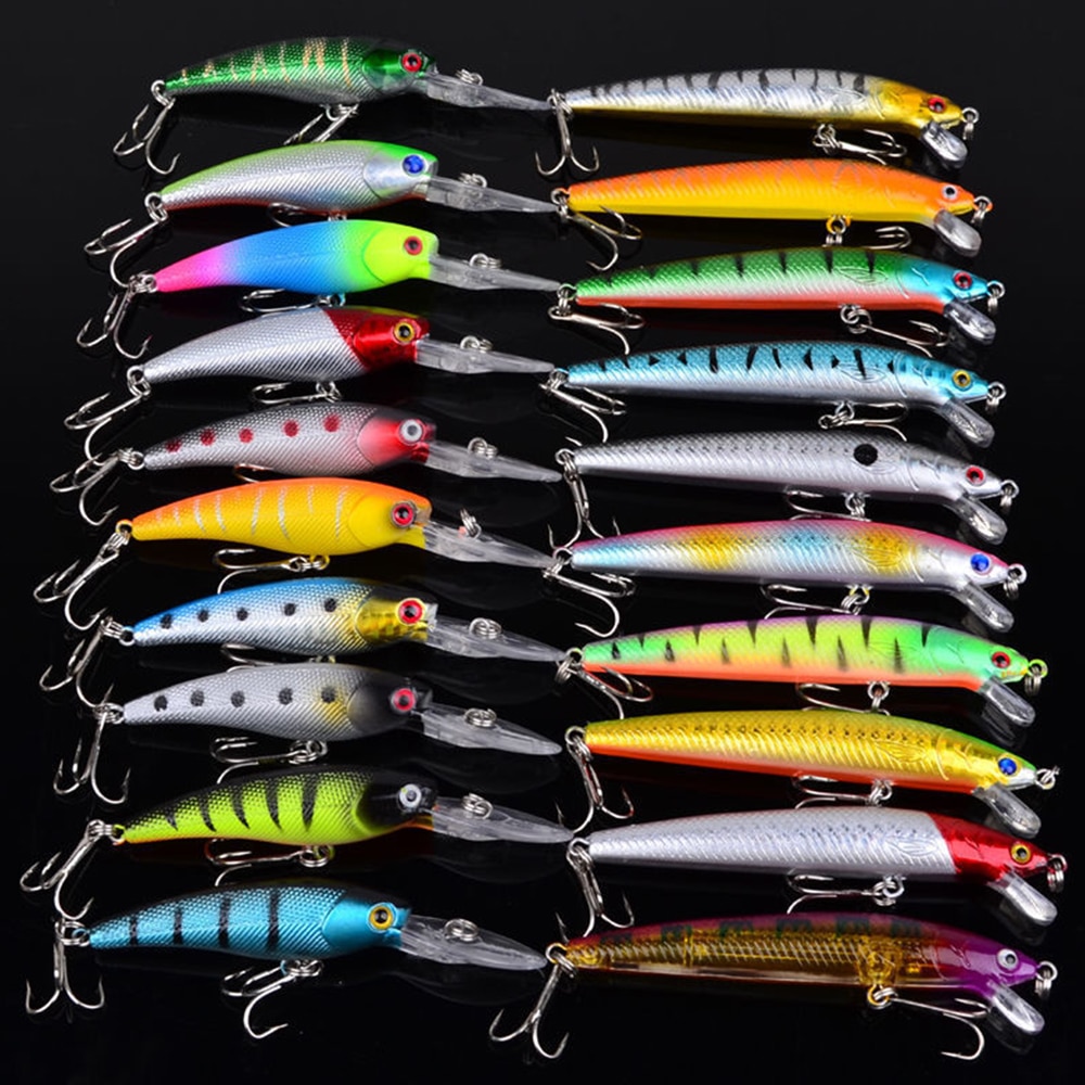 20 teile/satz Angeln Locken Elritze Crankbait Wobbler 3D Augen Barsch Künstliche Köder Hecht Karpfen Köder Schwimmen Köder Angeln Pesca XA238G