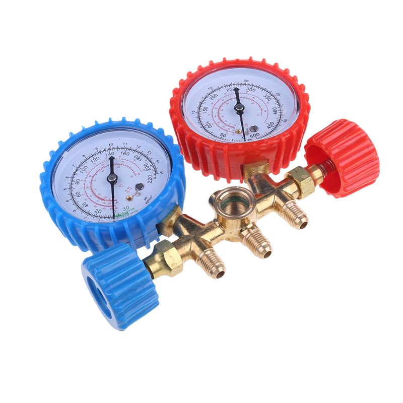 Conjunto de manómetro de colector refrigerante, herramientas de aire acondicionado + evacuación de carga de prueba de refrigerante para refrigeración de aire acondicionado