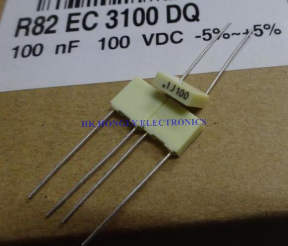 50PCS R82 100V .1J100 .12J100 .15J100 .18J100 .22J100 .47J100 .33K100 474J100 0.1UF 0.12UF 0.15UF 0.18UF 0.22UF P=5mm Capacitor: .1J100  0.1UF