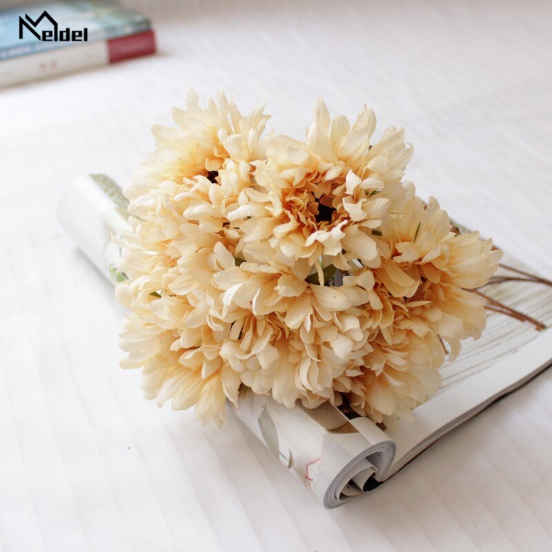 Meldel bruidsboeket gerbera's kunstzijden madeliefjes bruidsmeisjesaccessoires bruidsboeket doe-het-zelf huisdecoraties: Beige