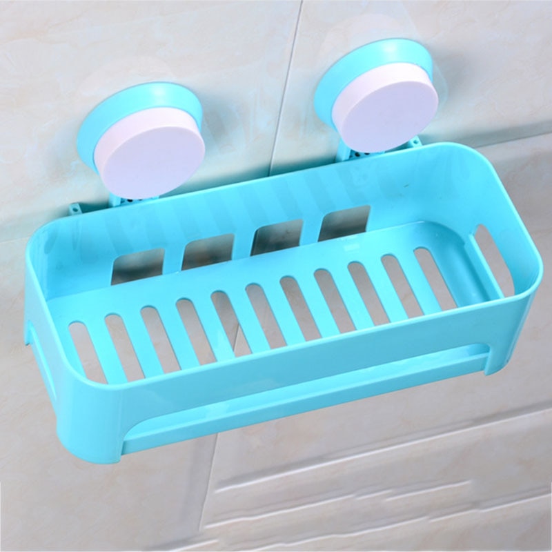 Verwijderbare Douche Mand Douche Caddy Zuignap No-Boren Krachtige Heavy Duty Waterdichte Organizer Voor Badkamer Fping: Blue Rectangle