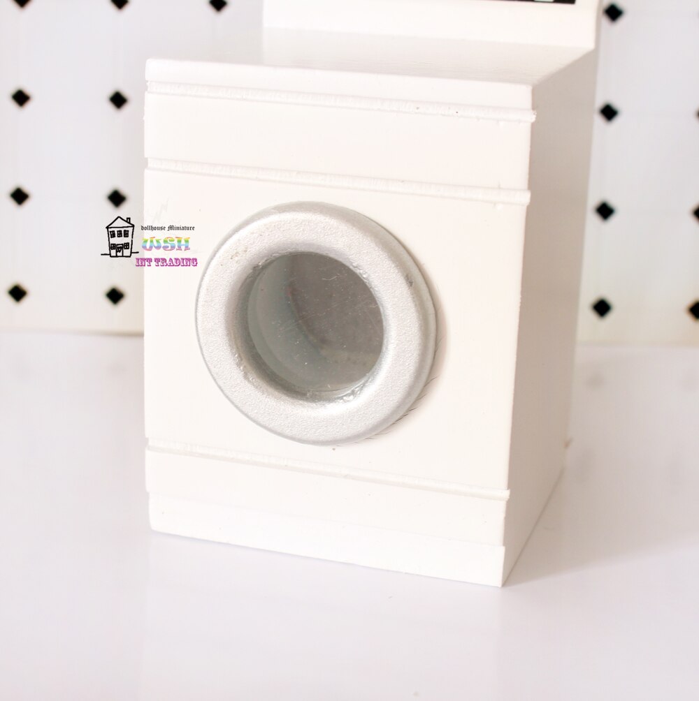 1:12 casa di Bambola Bambole in miniatura Mobili Bianchi accessori per il Bagno di Lavaggio in Lavatrice
