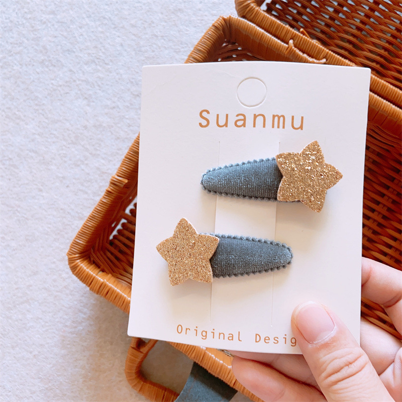 2PCS/set Pinzas para el pelo con forma de estrella para niña, horquilla bebe niña clips de pelo niña horquillas de pelo para niña pinza pelo navidad accesorios pelo bebe niña: Gris
