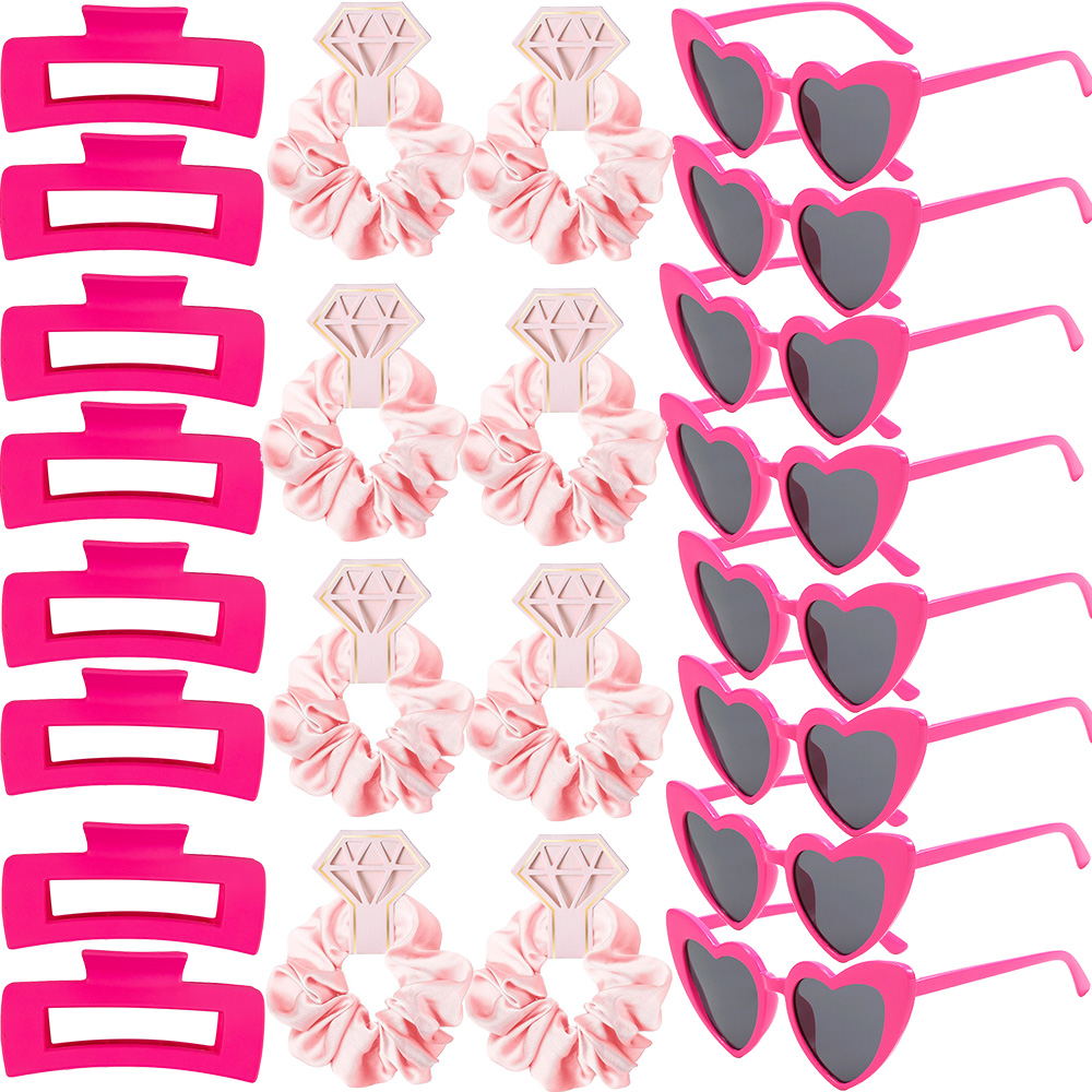 6/8 setzt Brautjungfer Herzform Sonnenbrille Haargummis Scrunchies Haarspangen Bachelorette Hochzeit Brautparty Gastgeschenk Vorschlag: violett