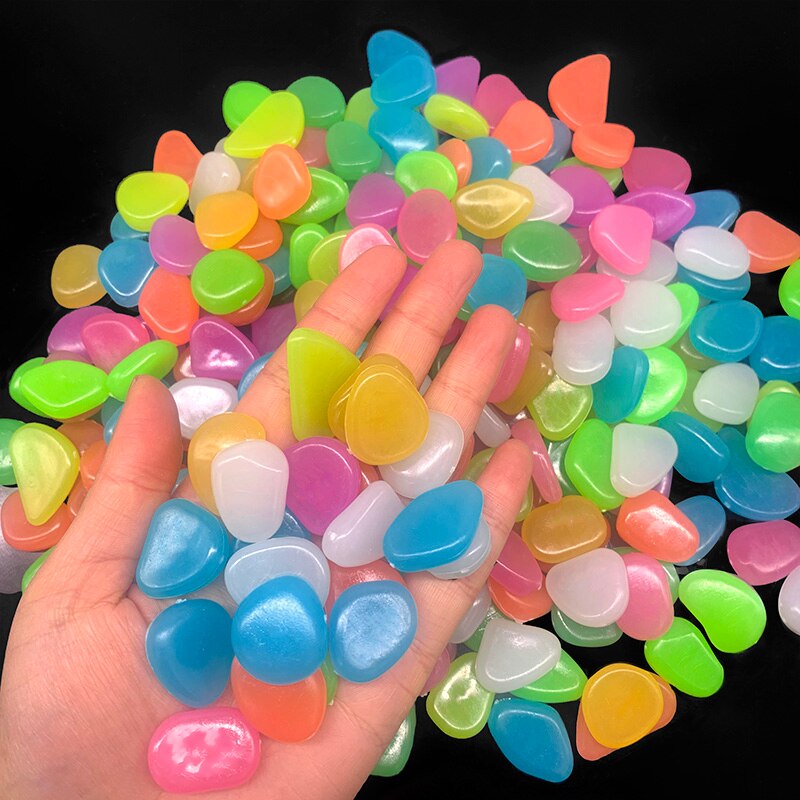 25/50Pcs ciottoli luminosi pietra che si illumina al buio fai da te casa serbatoio di pesce vaso di fiori Decor percorso da giardino decorazione di ciottoli