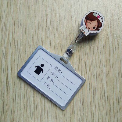 Aluminum Badge Holder Business Work Card With ABS Retractable Badge Reel ID Card Holder Nurse Accessories: NO.8
