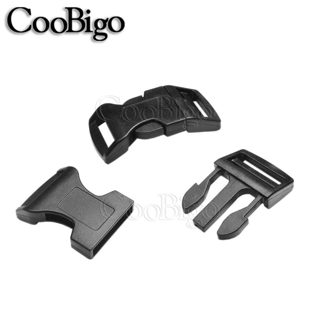 Hebilla de Liberación lateral para Collar de perro, accesorio de plástico curvado, pulsera Paracord, bolsa de mochila, piezas de 10-26mm, 5 uds.