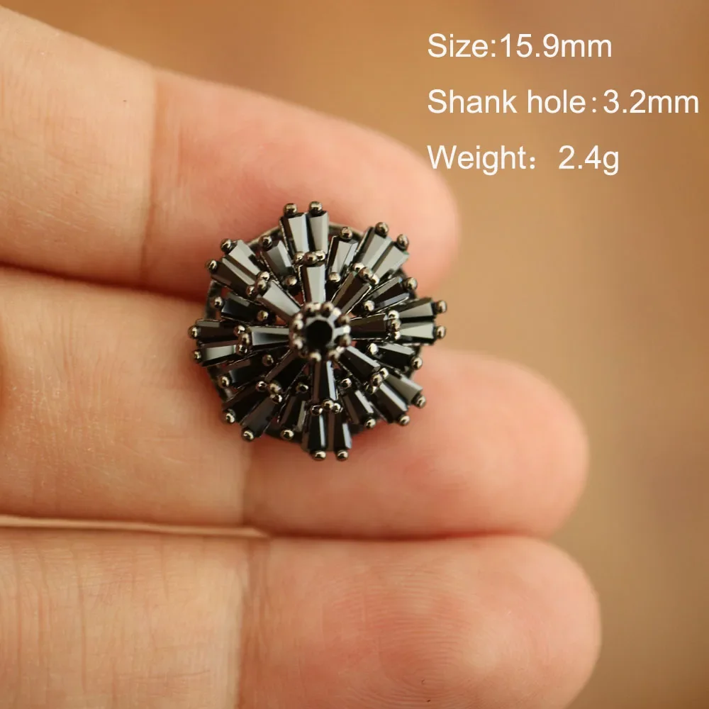 5pc Luxury Crystal buttons for clothing Cubic zirconia button for coat Decorative CZ sewing buttons for suits cardigan: Brass