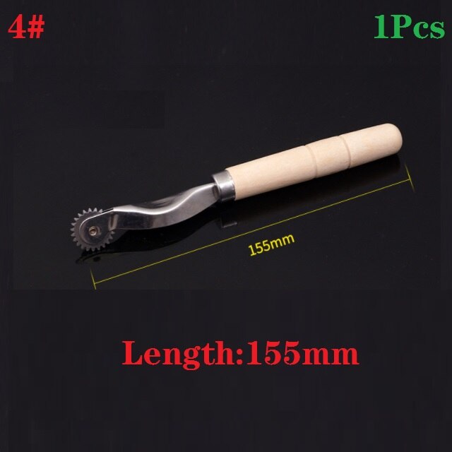 Herramienta de bricolaje de cuero, accesorios de presión de rueda dentada de acero, línea de escaneo de trazado de rueda redonda de tela , 1 ud.,: No.4