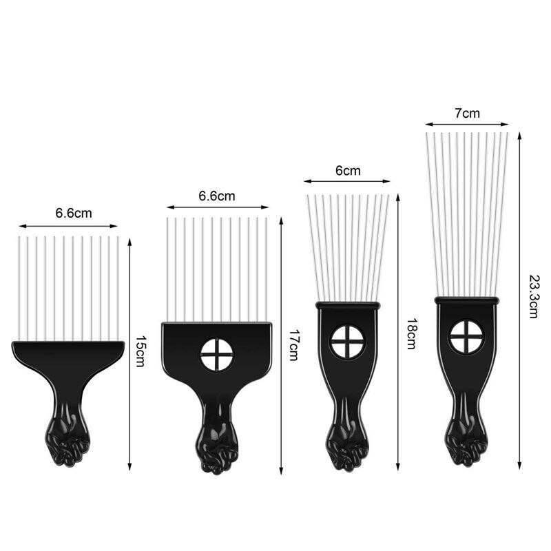 4 Pcs Pick Kam Afro-amerikaanse Haar Borstel Metalen Haarkleuring Kappers Kammen Styling Tool