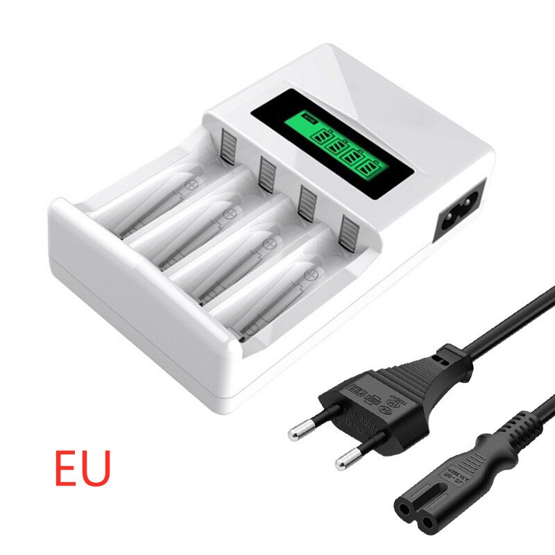 4 Slots LCD Display Smart Intelligent Battery Charger for AA / AAA NiCd NiMh Rechargeable Batteries EU Plug#8175: LCD-004 EU