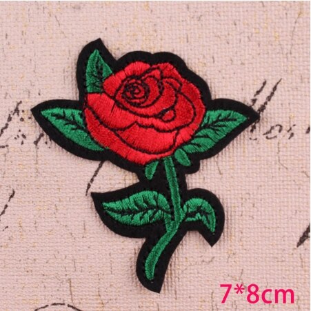 Blomster patch store lilla roser suquins blomster patches diy kvinder broderi jern på patches til tøj applikation klistermærker: Billede