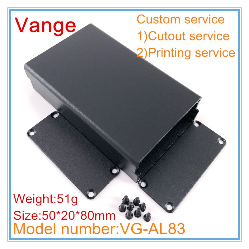 1pc/lot two color avilable extruded aluminum profiles 50*20*80mm 6063-T5 aluminum case diy project box for electronic PCB