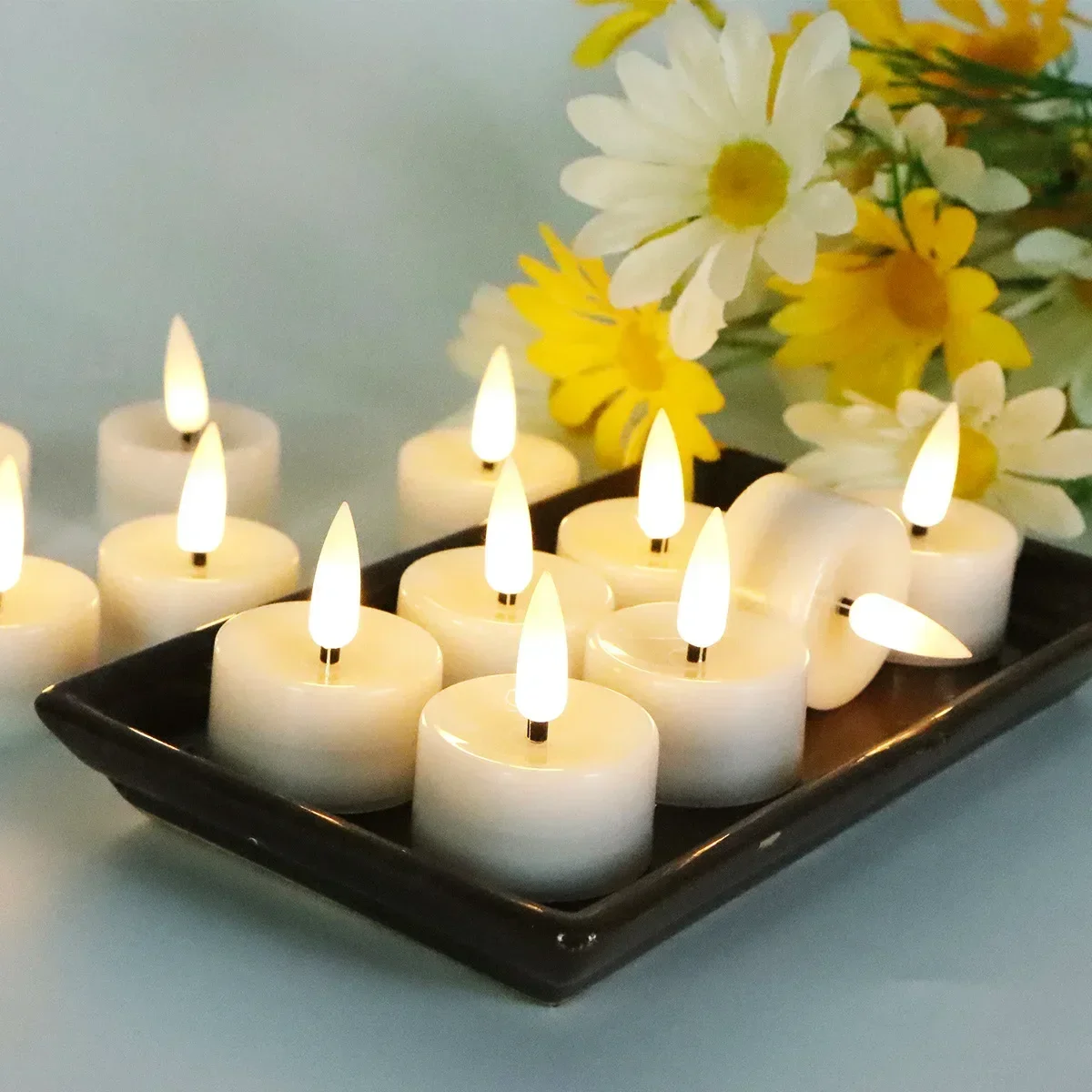 1/2 Stück ferngesteuerte elektrische LED-Kerzen, batteriebetrieben, flammenlose Kerzen, flackerndes weißes Licht, bewegliche Flamme, Schreibtischdekoration