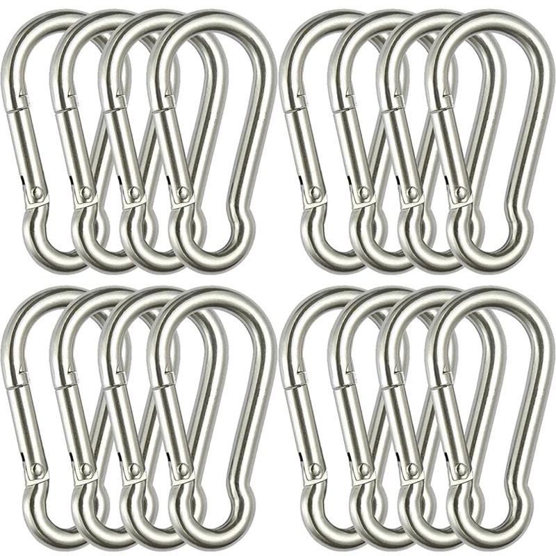 Mini Karabijnhaak Sleutelhanger Roestvrij Staal D-ring Gesp Lente Snap Clip Haken Sleutelhanger Karabijnhaak voor Sleutels Outdoor Camping gereedschap: 8 cm / WHITE